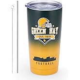 KNKYQRS Football Tumblers,20oz Car Cups,Sports Travel Coffee Mug, 304 Stainless Steel Cup, Hot Drinks,Cold Drinks,Gifts for Men, Women and Fans