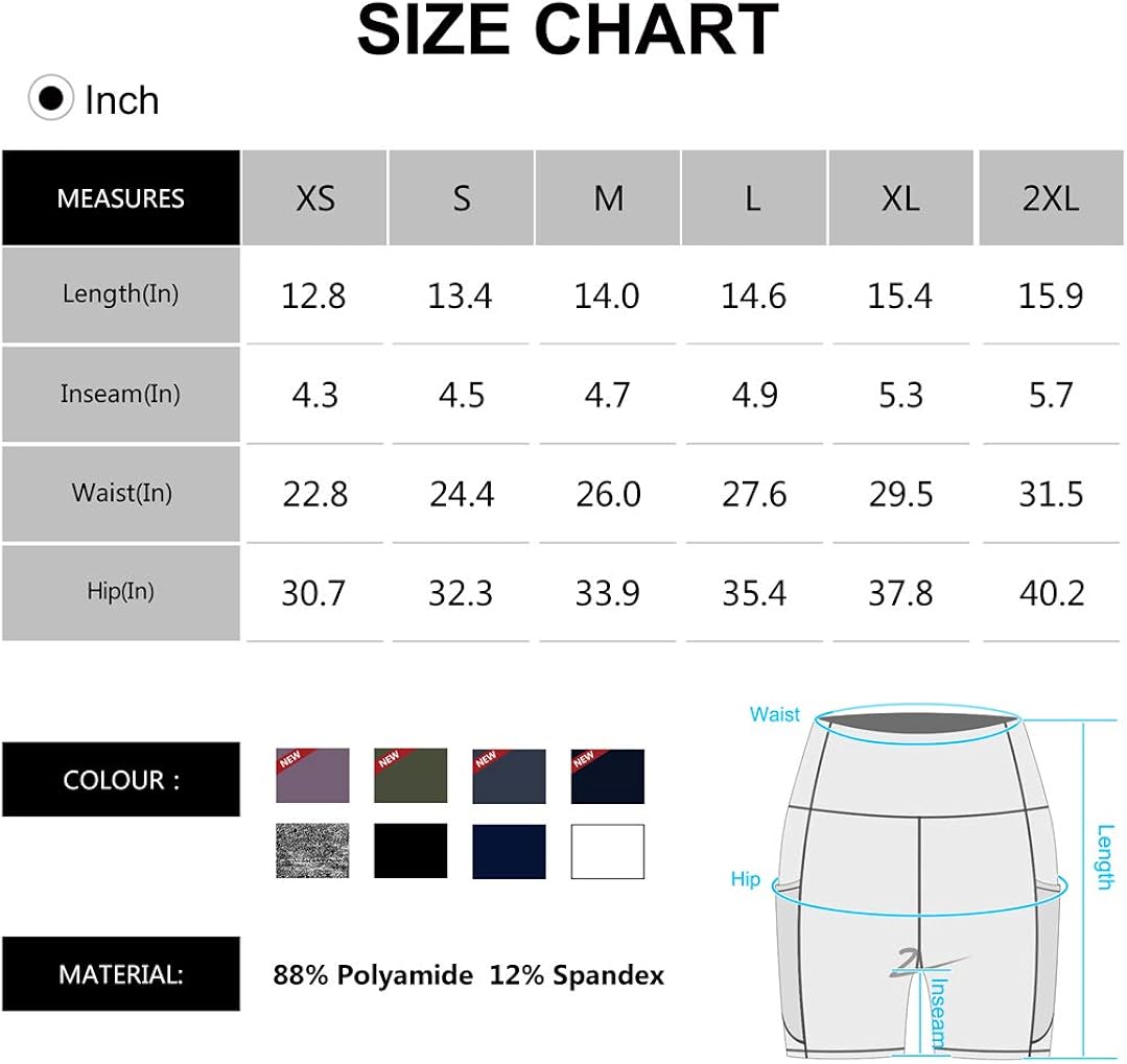 Dragon Fit High Waist Yoga Shorts for Women with 2 Side Pockets Tummy Control Running Home Workout Shorts: Clothing