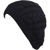 BYOS Womens Winter Cozy Cable Fleece Lined Knit Beret Beanie Hat (Set Available)