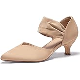 GotSoft Womens Low Kitten Heels Pointed Toe Slip on Pumps Ankle Strap Elegant Party Wedding Dress Shoes