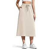 G4Free Smoofit A-Line Midi Skirts for Women Modal Soft Drawstring Maxi Skirt Long Casual Fall with 2 Pockets
