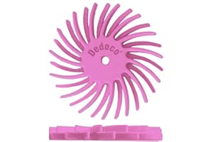 Dedeco Sunburst Radial Bristle Discs - 7/8”(22mm) Dia, Dual TC Bristle, 1/16”(1mm) Arbor, Precision Thermoplastic Rotary Polishing Tool, Fine 600 Grit, Pumice, Aluminum Oxide - 48 Pack