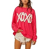 SOOKABEILA Women Y2k Graphic Sweatshirt Cute Heart Drop Shoulder Long Sleeve Pullover Top Oversized Holiday Tops