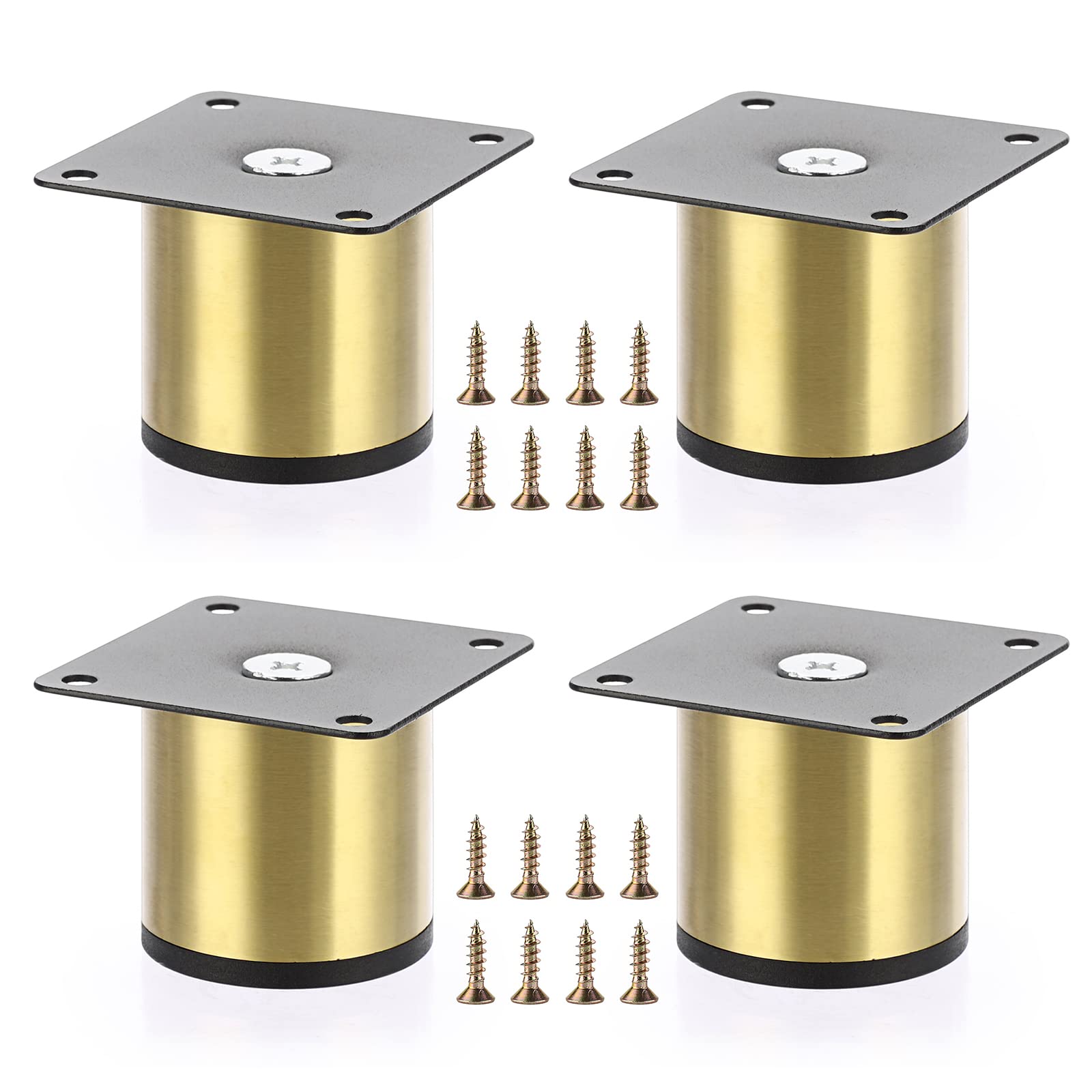 IGNPION 4Pcs 2'' Gold Furniture Feet, Aluminum Alloy Sofa Furniture Cabinet Riser DIY Furniture Replacement Legs for TV Cabinet Ottoman Sofa Cupboard