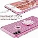 Cute iPhone Xs Case, Cute iPhone X Case, Glitter Luxury Bling Diamond Rhinestone Bumper with Ring Grip Kickstand Protective Thin Girly Pink iPhone Xs Case/iPhone X Case for Women Girl - Sakura Pink