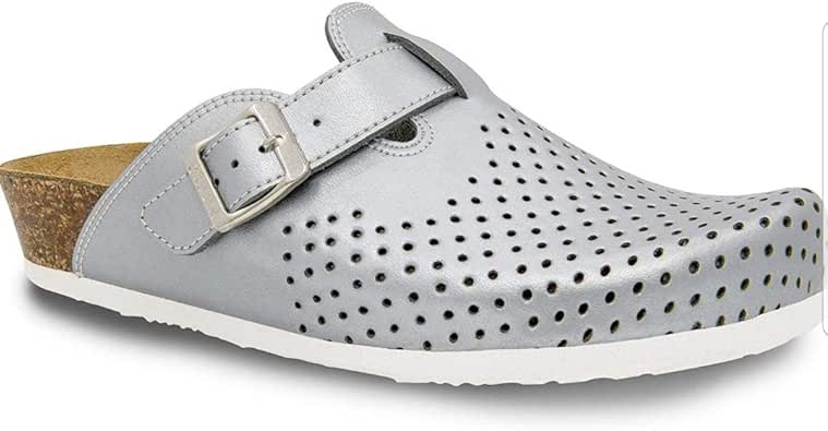 Grubin Belgrade Women�s Clogs, Silver Leather