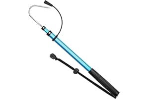 SAN LIKE Telescopic Fishing Gaff Aluminum/Fiberglass Pole with Nonslip Rubber Handle Stainless Steel Hook with M8 Screw