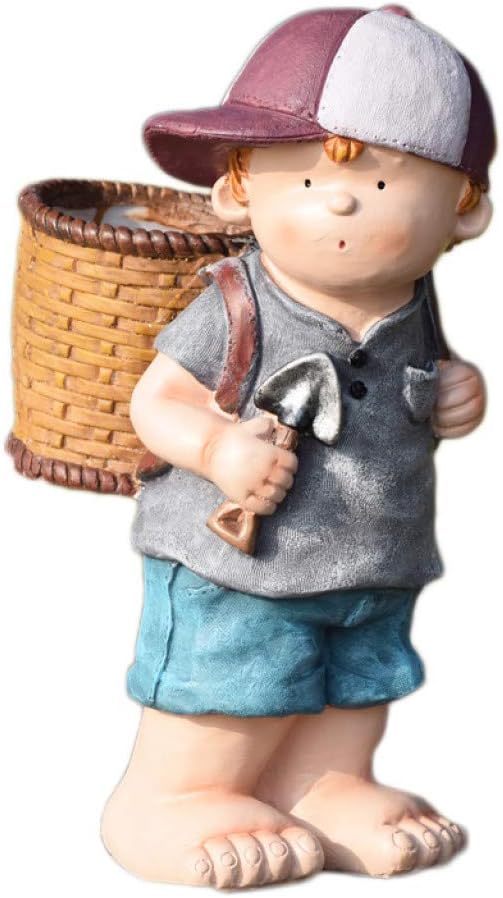 KKONION Outdoor Girl Boy Garden Statue Resin Hand-Painted Figurine Decor for Lawn Patio Deck Porch Yard Art Sculpture