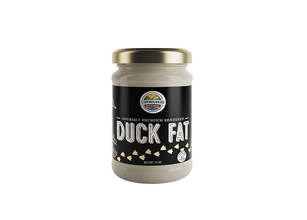 CORNHUSKER KITCHEN ANIMAL COOKING OIL DUCK FAT 14OZ JAR – GOURMET PREMIUM RENDERED -SHELF STABLE