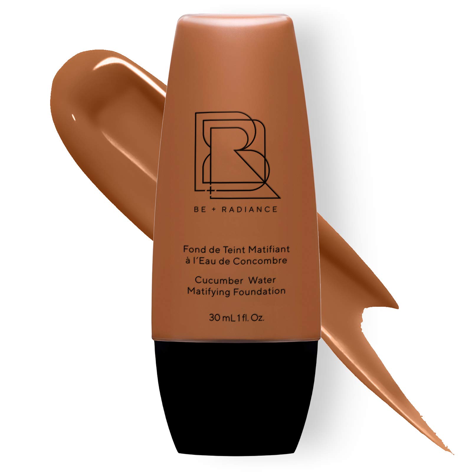 BE+RADIANCE N°60⎮Liquid mattifying foundation with cucumber water⎮ light to medium coverage, natural⎮ For all types of skin⎮Noncomedogenic, No transfer, Vegan, Cruelty-free⎮Made in France,shade 60