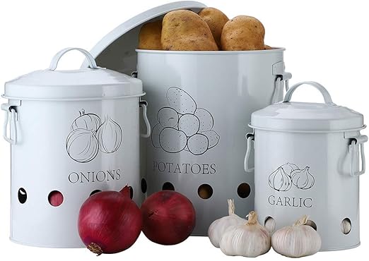 G.a HOMEFAVOR Vorratsbehälter Set, Kartoffel-Vorratsdose, Metall Obst