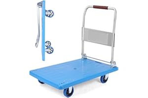 Folding Dolly Cart with Wheels Collapsible - 1500lbs Alloy Steel Portable Foldable Moving Push Utility Flat Hand Trucks, Heav