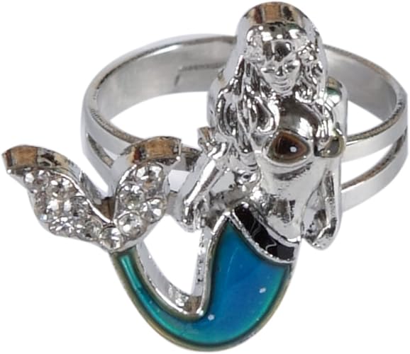 Amazon Com Acchen Mood Rings Mermaid Change Color Emotional Feeling Adjustable Size Finger Ring Jewelry