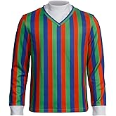 Adult Halloween Cosplay Costume Men's Bert Ernie T-Shirt Multicolored Striped Long Sleeve T-Shirt Basic Pullover Top Shirt