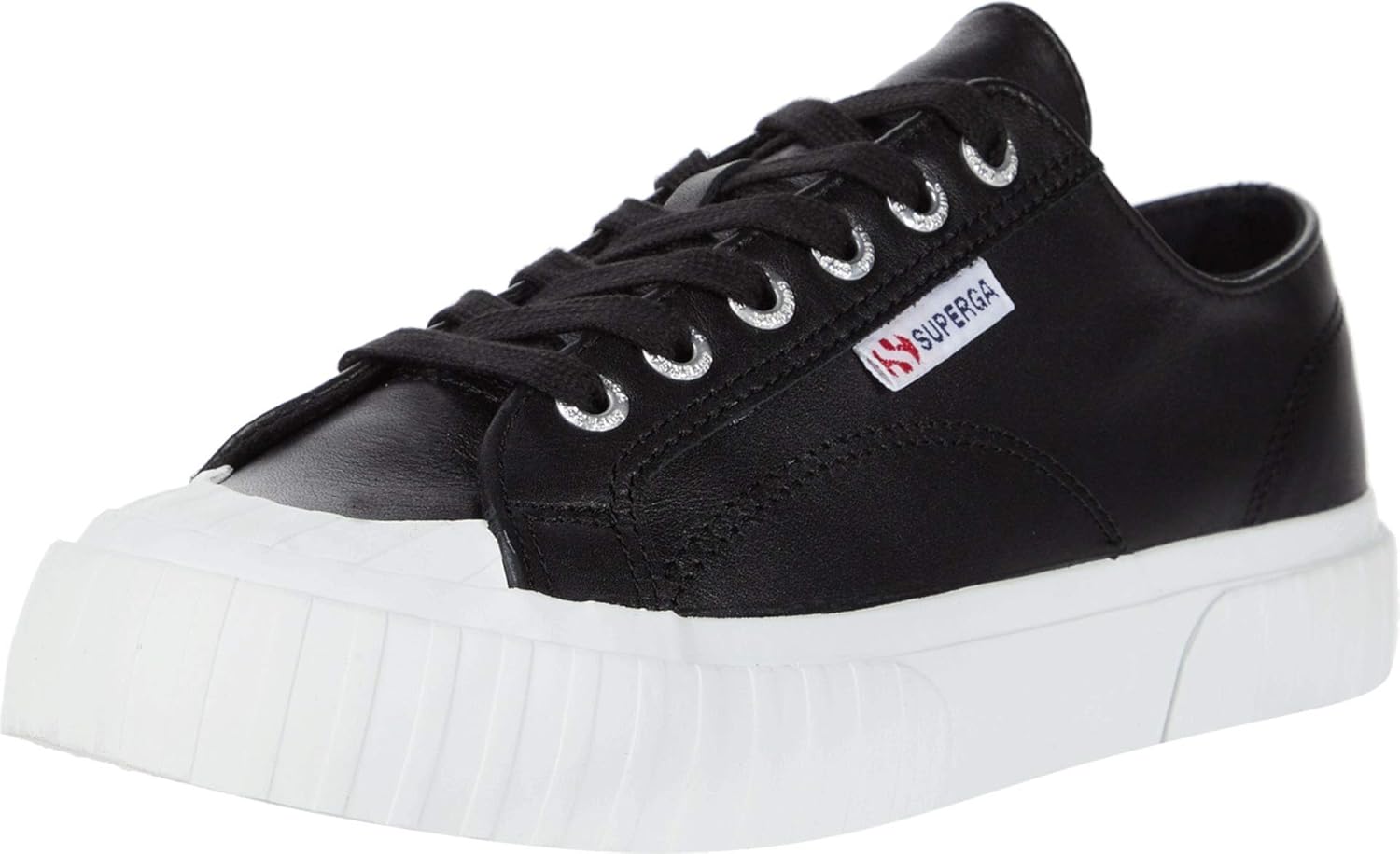 superga black leather sneakers