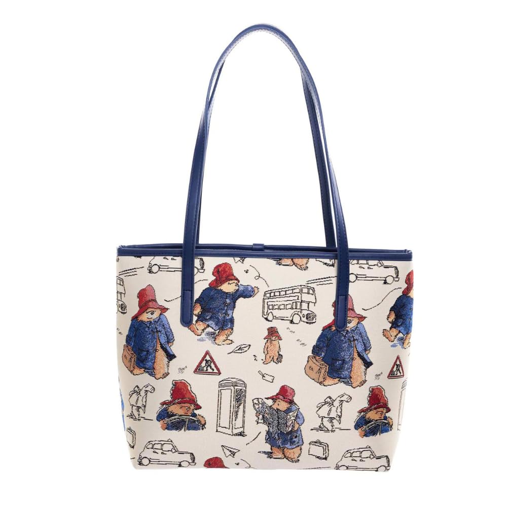 Signare Handbag, Travel bag, Cosmetic Bag, Crossbody bag etc with Paddington Bear design (College Bag), Beige
