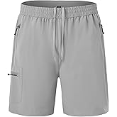 BGOWATU Men's Athletic Hiking Shorts Stretch Quick Dry Sports Gym Shorts with Zipper Pockets for Fishing Travel