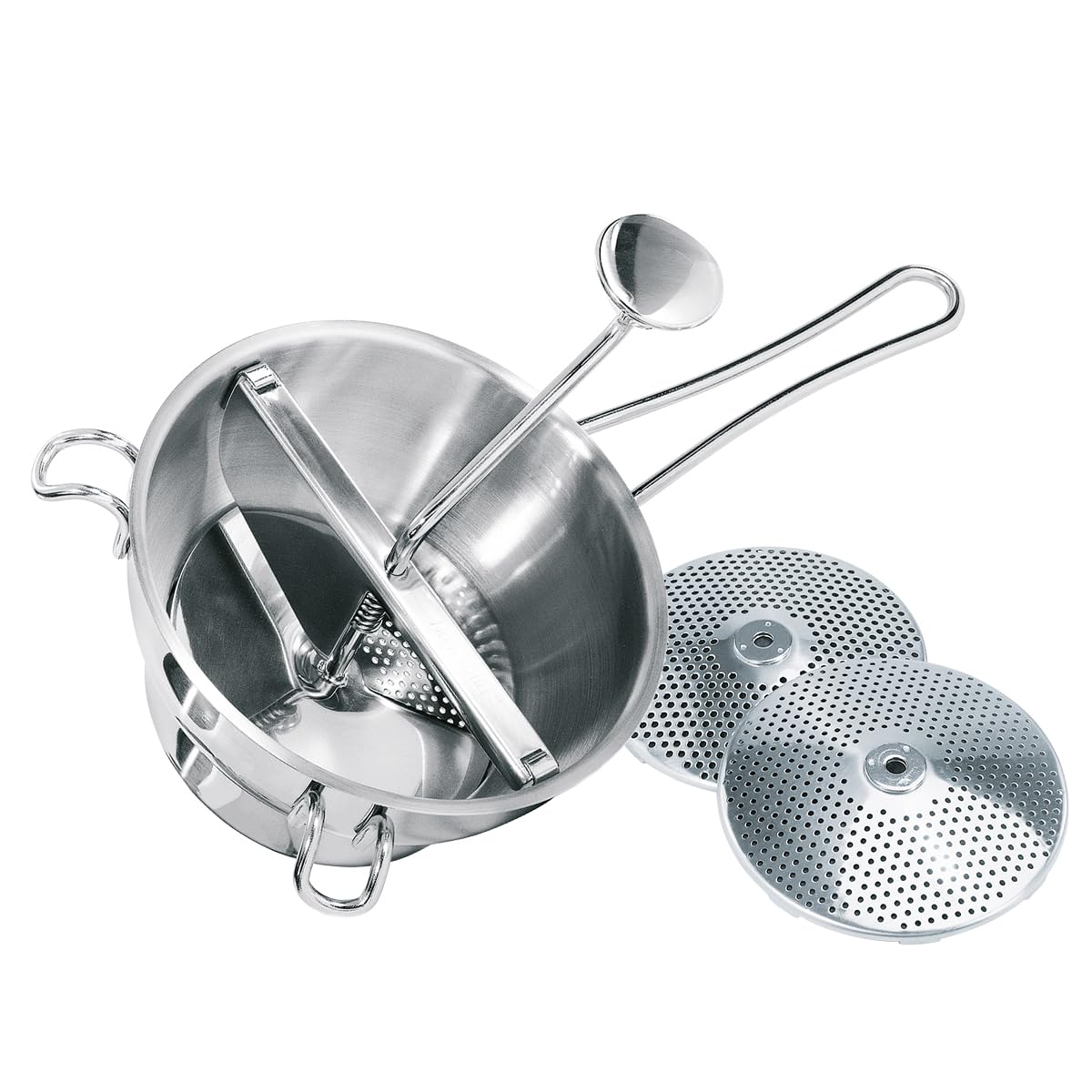 GEFU FLOTTE LOTTE Food Mill, Stainless Steel, 2L Capacity with 2 Interchangeable Discs (2 mm & 3 mm)