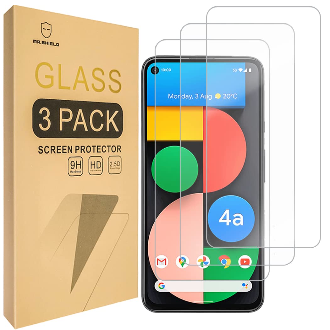 Mr.Shield Screen Protector For Google Pixel 4a (5G) 6.2 inch [Not fit for Pixel 4a 4G Version 5.8 inch] [Tempered Glass] [9H Hardness] [3-Pack] Screen Protector