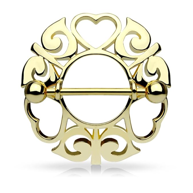 eeddoo BRUSTWARZENPIERCING Herzen - Silber, Rosegold, Gold - Brustpiercing für Brustwarzen Nippel Nipple Intimpiercing - aus 