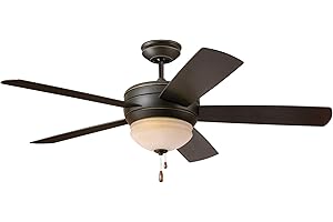 LUMINANCE kathy ireland HOME Summerhaven LED Ceiling Fan with Light Kit, 52 Inch | Outdoor Wet Rated Fixture with Weather Resistant Blades | Includes Candelabra Base Bulbs and Pull Chain, Golden Espresso