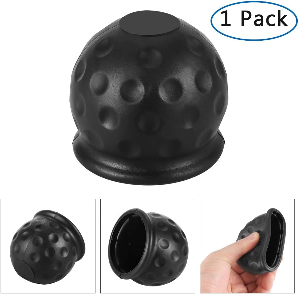 Prenine 50mm Trailer Black Rubber Towball Cover Cap, Protect Tow Bar Ball Case Car Hitch Trailer Vehicles (1 Pc)