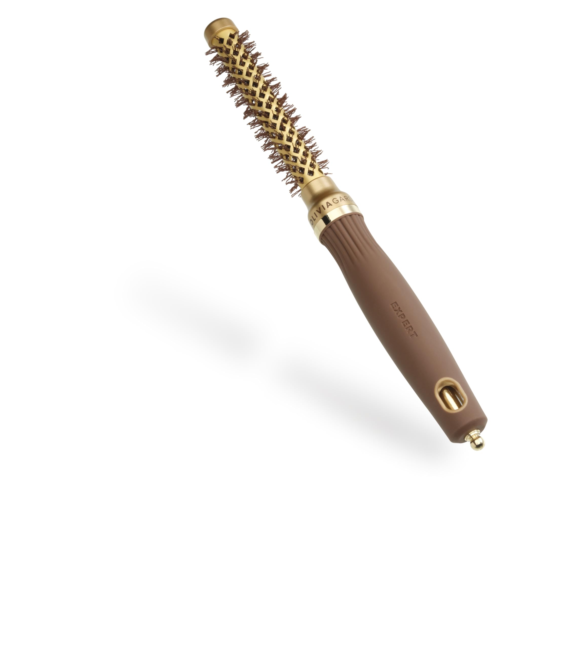Olivia Garden Expert Blowout Shine – Gold & Brown - 15 - Ceramic Coated Round Brush for Smooth Blowout, Frizz-Free Hair & Radiant Shine