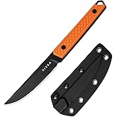 Kizer Kwaiken Fixed Blade Knife, 3.94" D2 Steel Hunting EDC with Orange G10 Handle, Survival Knife with Adjustable Sheath for Hiking Camping Outdoor Knives 1066A2