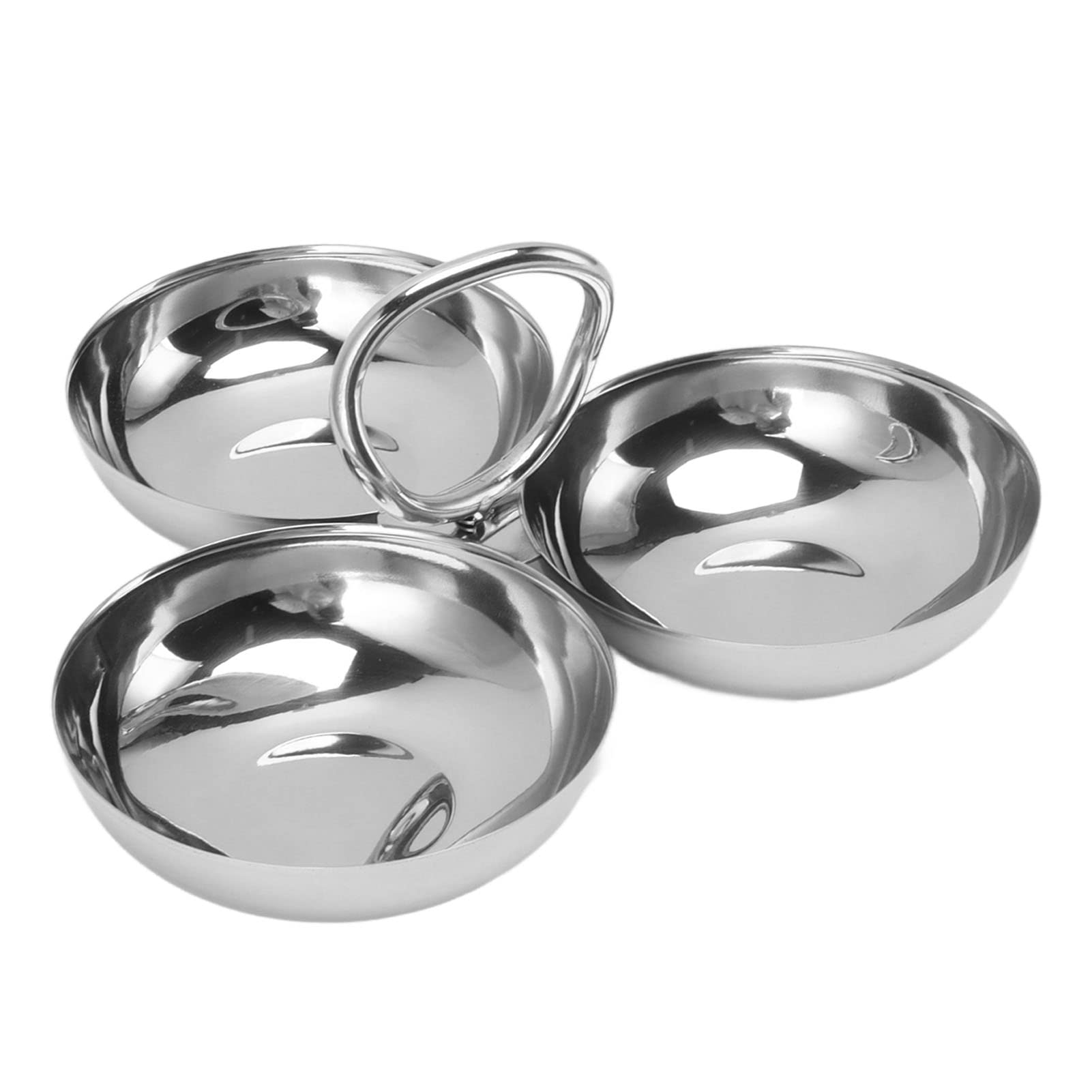 3 in 1 Fruit Bowl Snack Plate, Reusable Dessert Plates, 304 Stainless Steel Serving Plate, Fruit Plate for Fridge, Simple Snack Tray, Portable Serving Tray for Home Kitchen Party(Mmol/L)