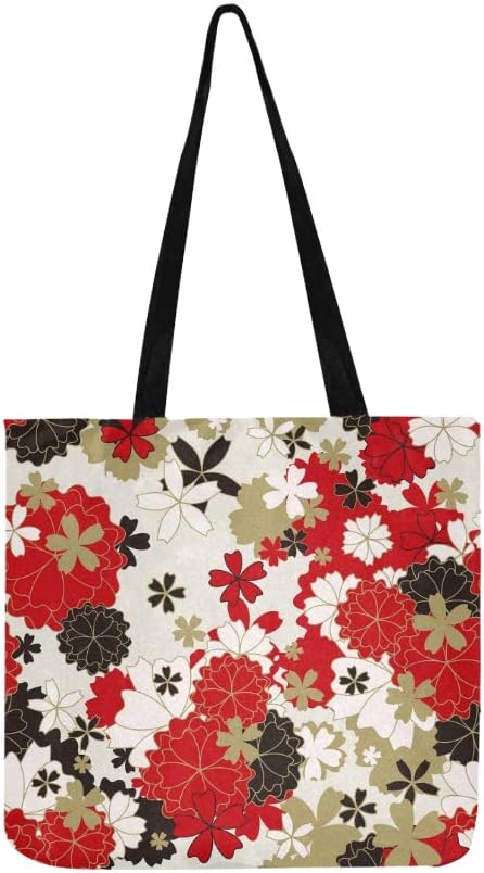 Japanese Classic Floral Traditional Canvas Tote Handbag Shoulder Bag Crossbody Bags Purses for Men and Women Shopping Tote
