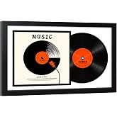 ccdcc 16.5x25 Vinyl Record Display Frame, Wooden with Glass, Black 1 Pack | Vinyl Record Frame, Black Wooden Album Cover Display Frame with Tempered Glass Cover for 12 By 12 Inch Lp Record Cover