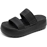 DREAM PAIRS Women's Platform Slip on Adjustable Sandals Lightweight Comfortable Non-Slip Vacation Beach Chunky Open Toe Wedges for Summer Waterproof Shoes