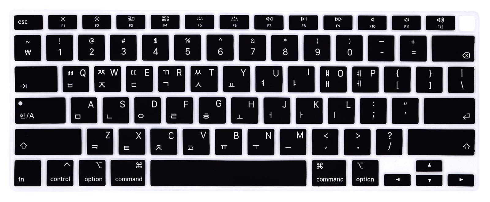 HRH Korean Language Keyboard Case Cover Skin, Silicone Keyboard Cover Protector for MacBook Air 13 Inch 2020 with Touch ID (MODLE A2179 and A2337 M1 Chip, US Layout) Keyboard Protector-Black