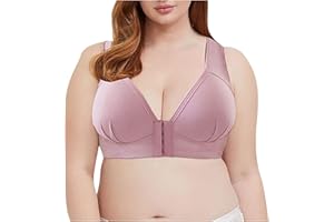 YRAETENM Bras for Women Front Closure Wireless Bras Plus Size Soft Support Push up Bras Daily Comfort Stretchy T-Shirt Bra