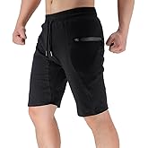 BROKIG Men's Sidelock Gym Workout Running Sport Shorts with Zipper Pockets