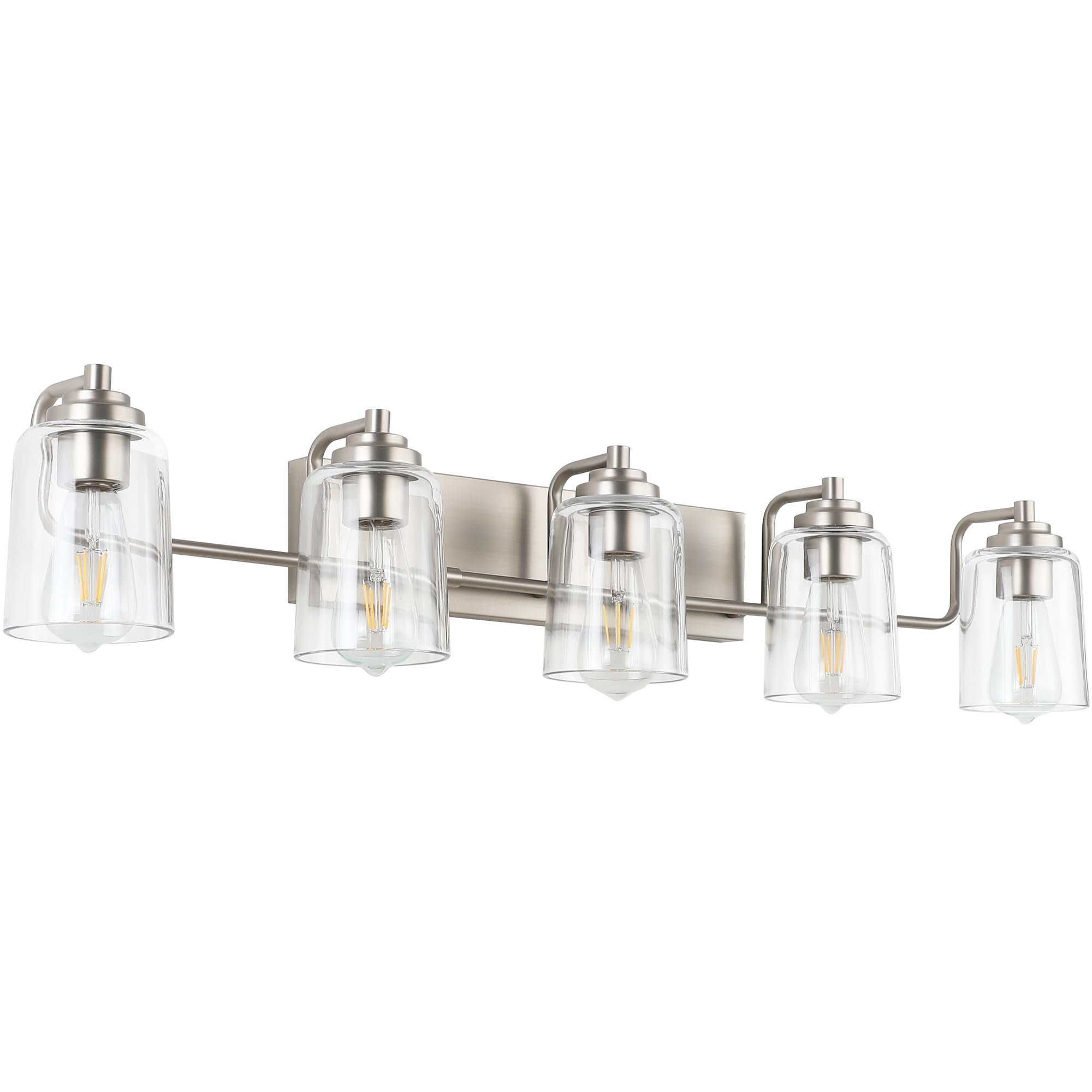 Photo 1 of SOLFART 5 Light Bathroom Lights for Bathroom Brushed Nickel Vanity Light Vanity Lighting Fixtures Bathroom Light Fixtures Over Mirror