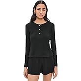 Leset Women's Pointelle Long Sleeve Henley