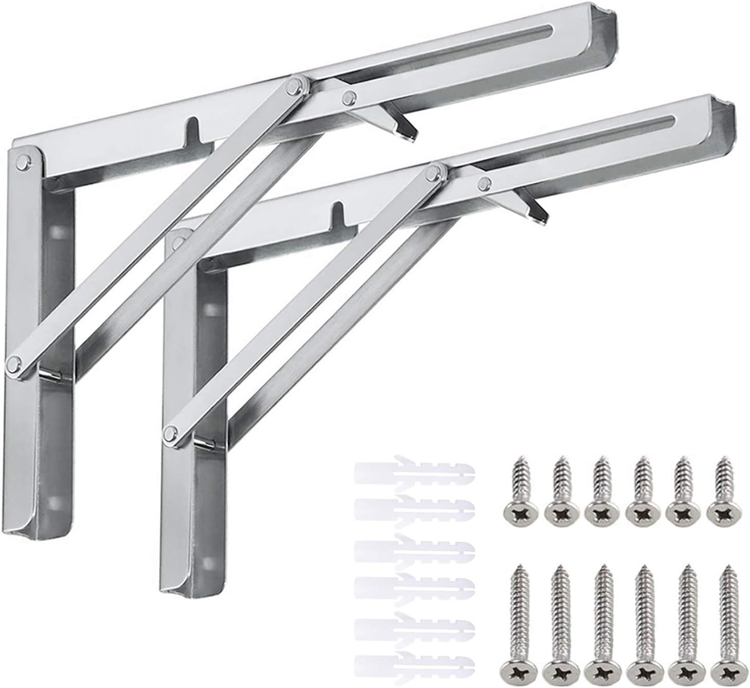 Folding Shelf Brackets 40cm, 2pcs Heavy Duty Stainless Steel