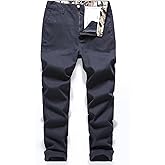 MZNBURAM Men's Classic-Fit Straight Casual Fashion Non-Stretch Cotton Chino Pants