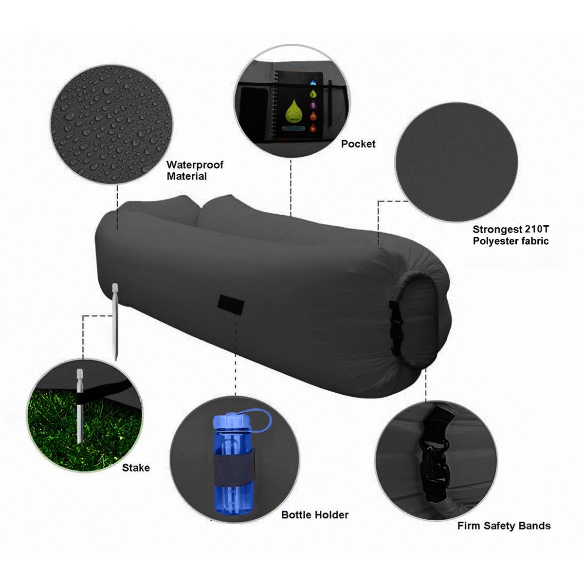 AOGE Sofá inflable iregro portátil hinchable Puf con cojín ...