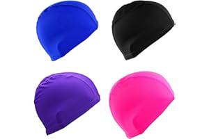 4pcs Elastic Swim Caps, Swimming Caps Bathing Caps Unisex Swim Caps for Boys Girls Kids Adults Women Men Swimming Caps Unisex