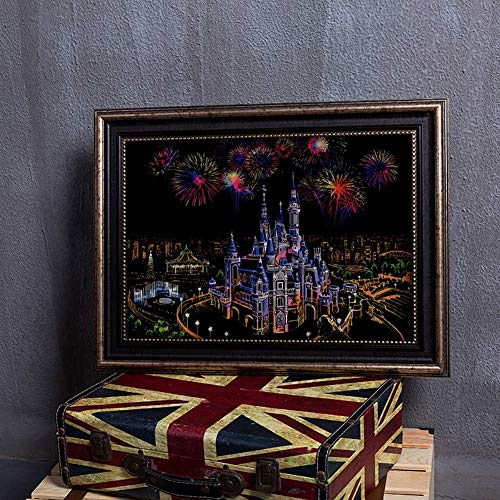UPSTONE Scratch Art Paper Rainbow Painting Sketch Pad DIY Night View Scratchboard for Adults and Kids ,16 X 11.5 Inches (Dream Castle)