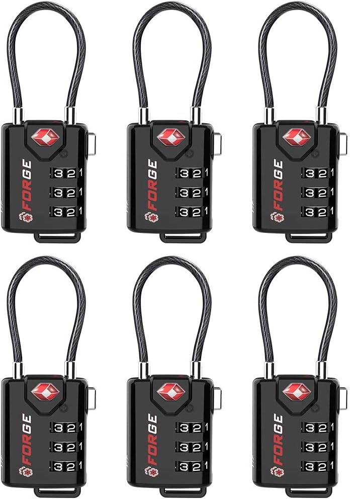  | TSA Approved Cable Luggage Locks, Re-settable Combination with Alloy Body | Luggage Locks