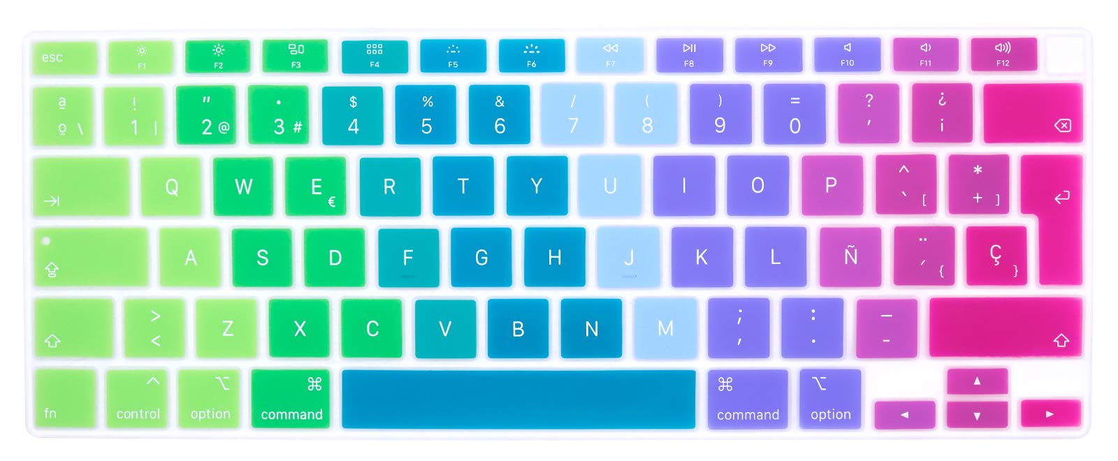 MMDW Spanish Language ESP Keyboard Cover A2179 Silicone Protective Skin Keyboard Protector for MacBook Air 13 inch with Touch ID A2337 M1 Chip European Layout(2020 Release),Rainbow
