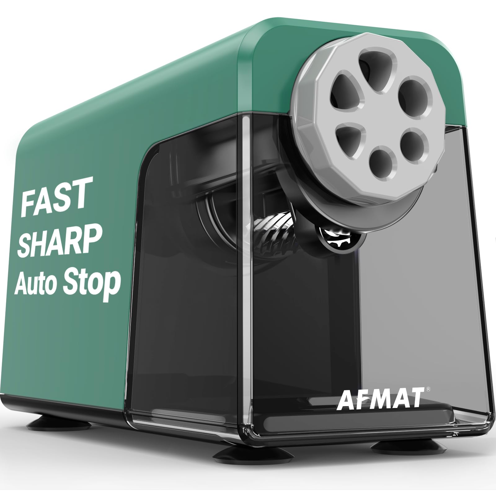 Photo 1 of AFMAT PSX1 Heavy Duty Electric Pencil Sharpener, 6 Holes, Auto Stop Pencil Sharpeners for 6-11mm Pencils, Classroom Electric Sharpener for Artists, 7000 Sharpenings, Save Pencils, Green