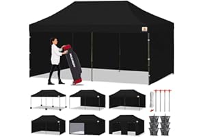 ABCCANOPY Heavy Duty Ez Pop up Canopy Tent with Sidewalls 10x20, Black