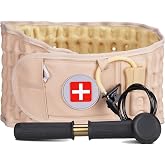 6xigouma Decompression Back Belt, Inflatable Back Brace for Back Pain,Beige | Inflatable air columns for lumbar support, Relieves herniated disc &amp; lumbar strain, Fits 29"-49" waist, Restores spinal curve