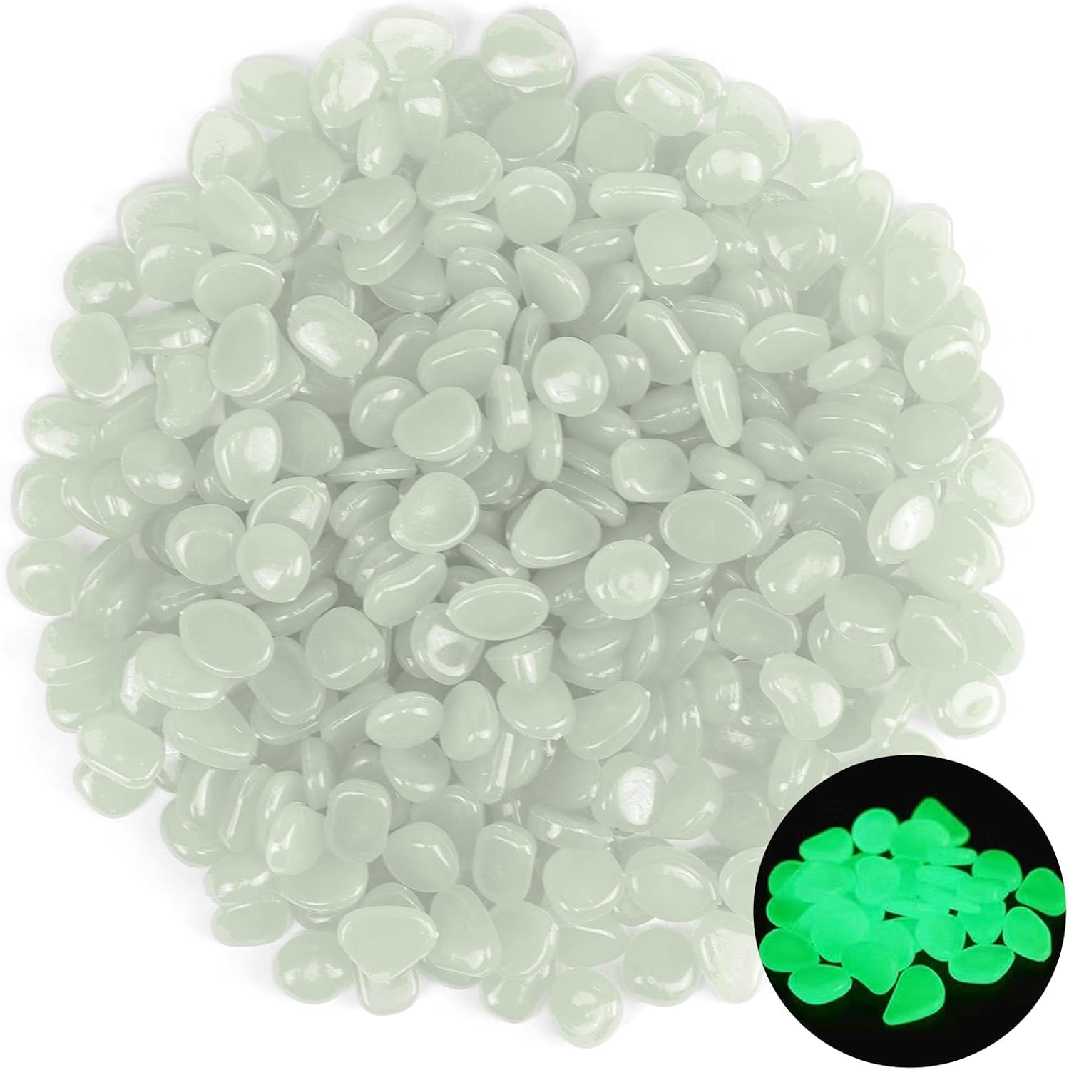 Hardscaping Materials - HMIEPRS 1000PCS White Long Term Glowing Decorative Stone, Glow in The Dark Rocks Light Perfect Indoor Outdoor Decor Fit for Garden Sidewalk Fish Tank Grass Flower Pots (0.3-04in/0.8-1cm)