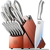 KnifeSaga Kitchen Knife Block Set, Enduring Sharpness Premium Knife Set with Block, 14 Pcs Japanese High Carbon Stainless Steel Knives Set for Kitchen, Chef Knife Set with Block and Built in Sharpener
