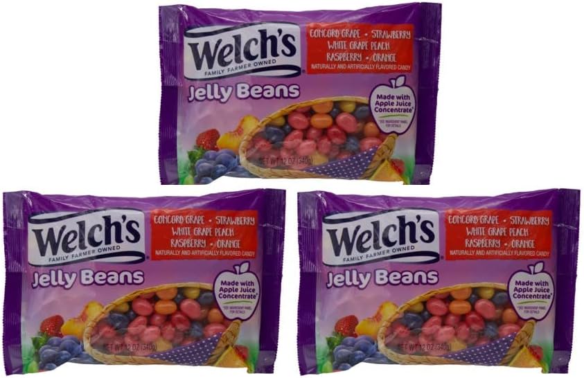 Welch's Assorted Fruit Flavored Jelly Beans, Pack of (3) 12 Ounce Bags
